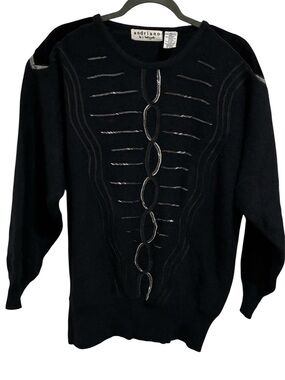 Vintage 90s Andriano by I. Fatigati Lambswool Angora Sweater Black L